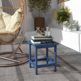 Patio Side Table, 15" Square Outdoor End Table, HDPE Plastic Tea Table for Adirondack Chair, Backyard or Lawn, Blue
